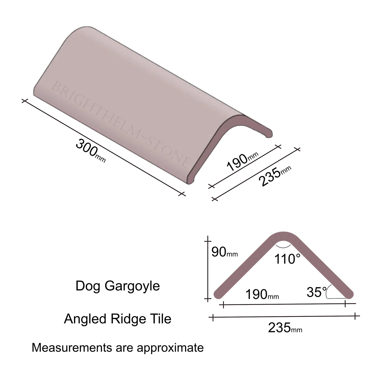 Dog Gargoyle Angled Roof Finial