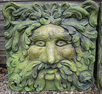 Large Square Green Man Fountain Mask