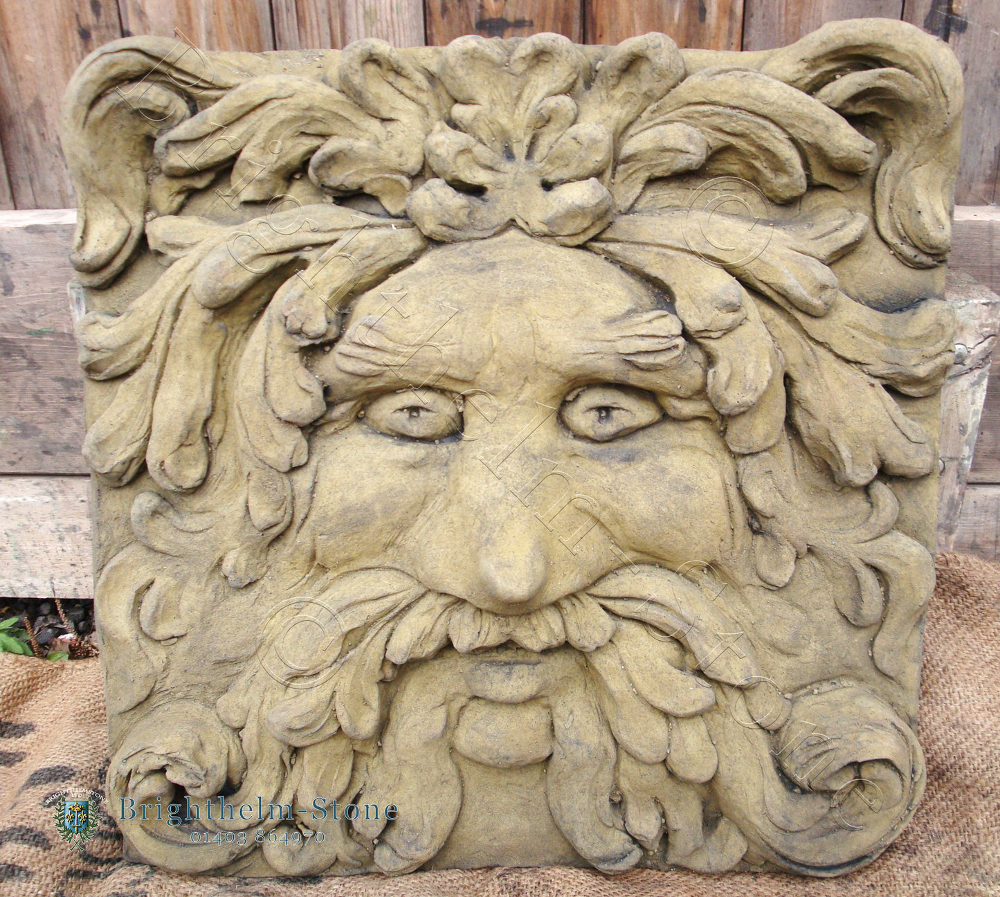 Large Square Green Man Fountain Mask