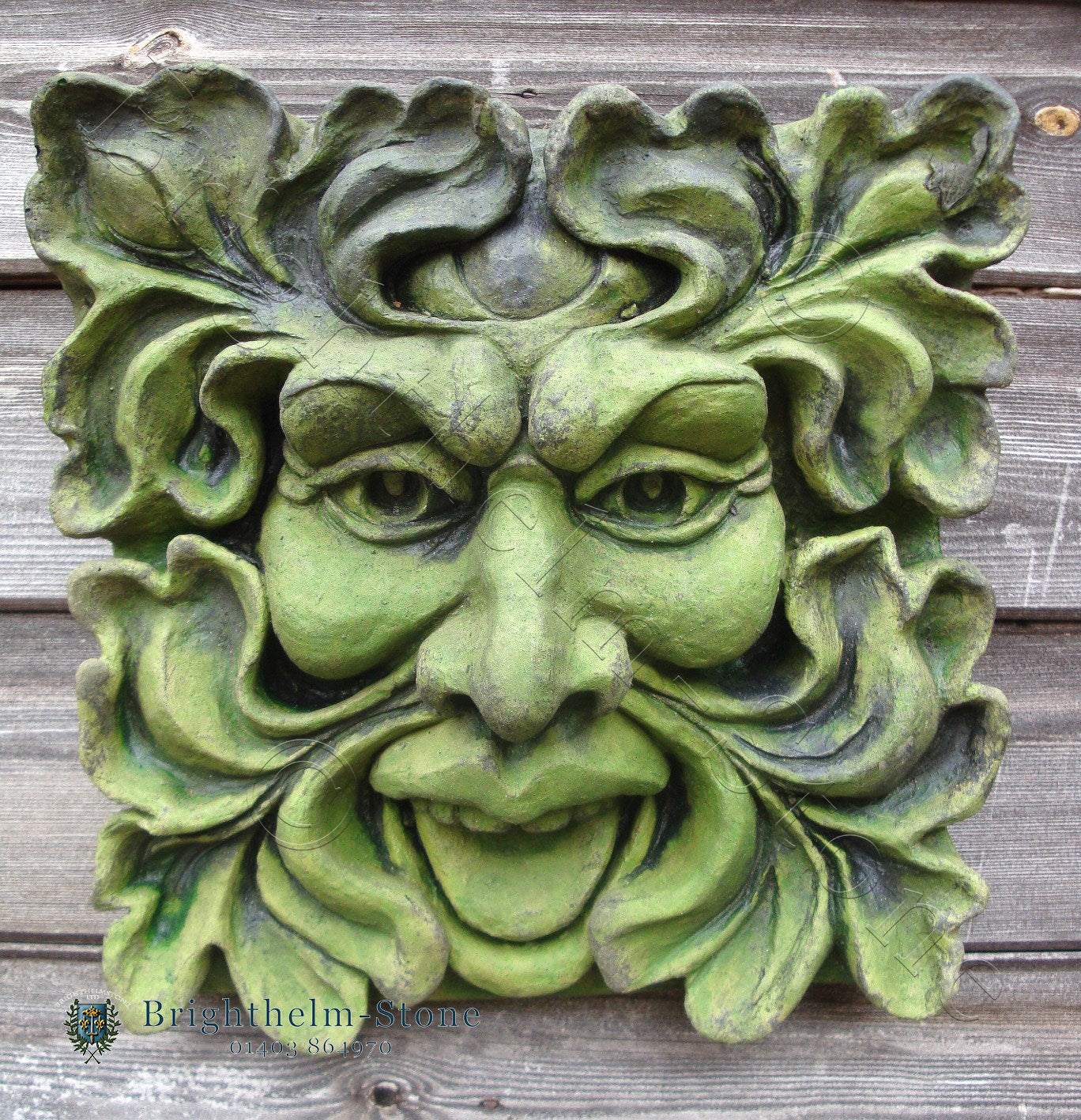 Square Green Man Fountain Mask Plaque