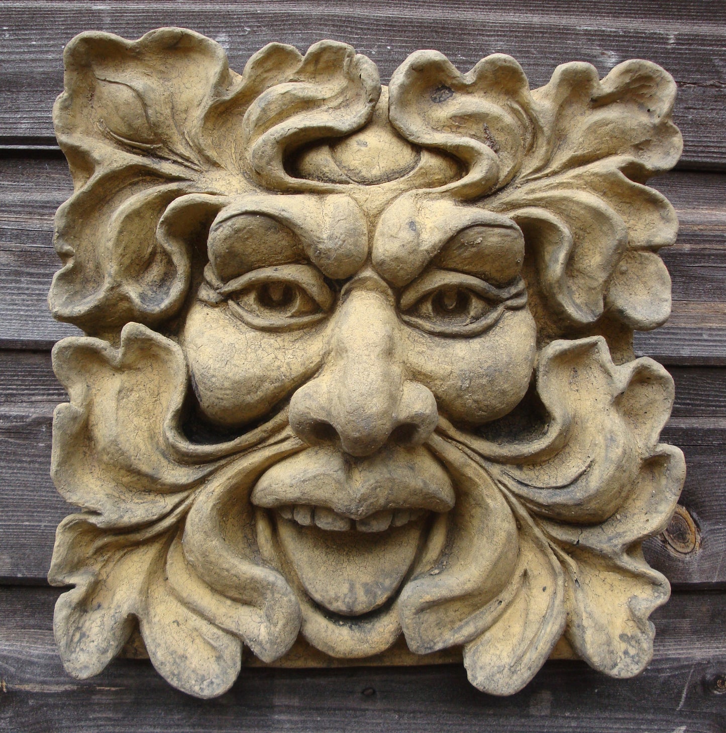 Square Green Man Fountain Mask Plaque