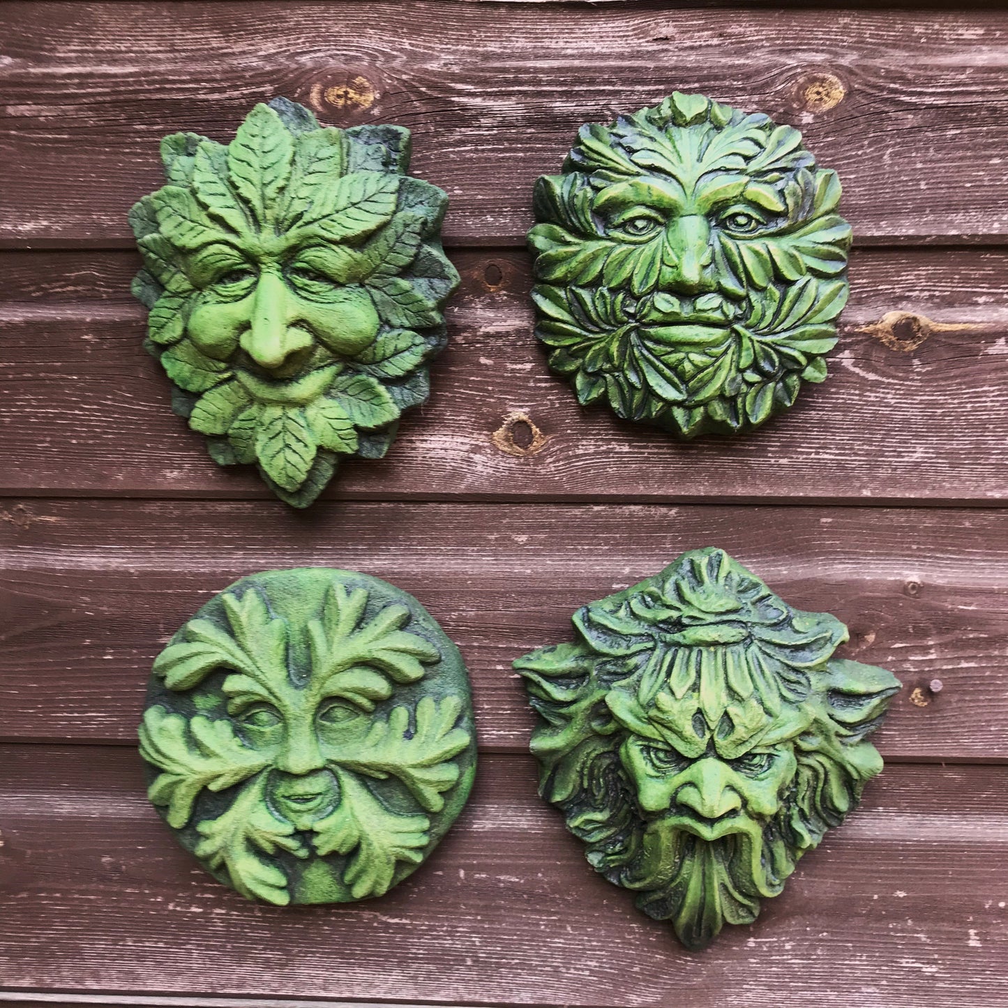 Pagan Set Four Green Man Plaques
