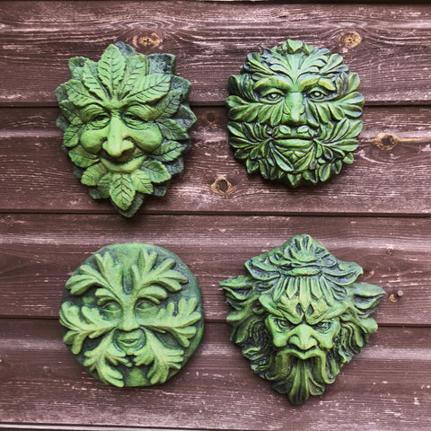 Pagan Set Four Green Man Plaques