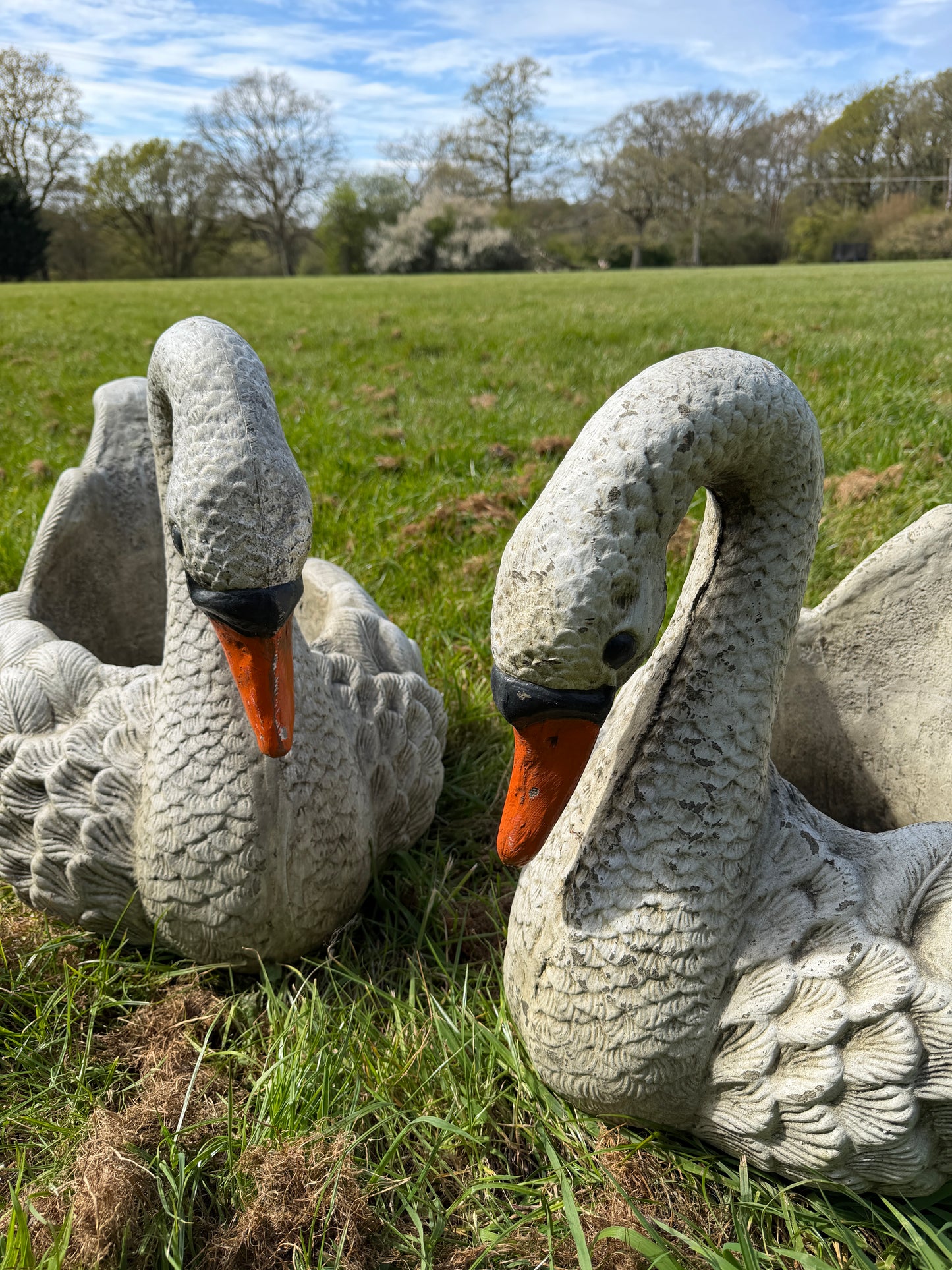 Large Swan Planter Pair