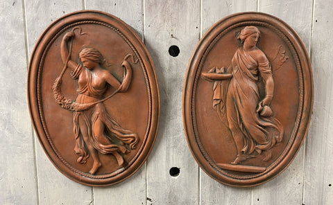 Greek Goddess Plaques Pair