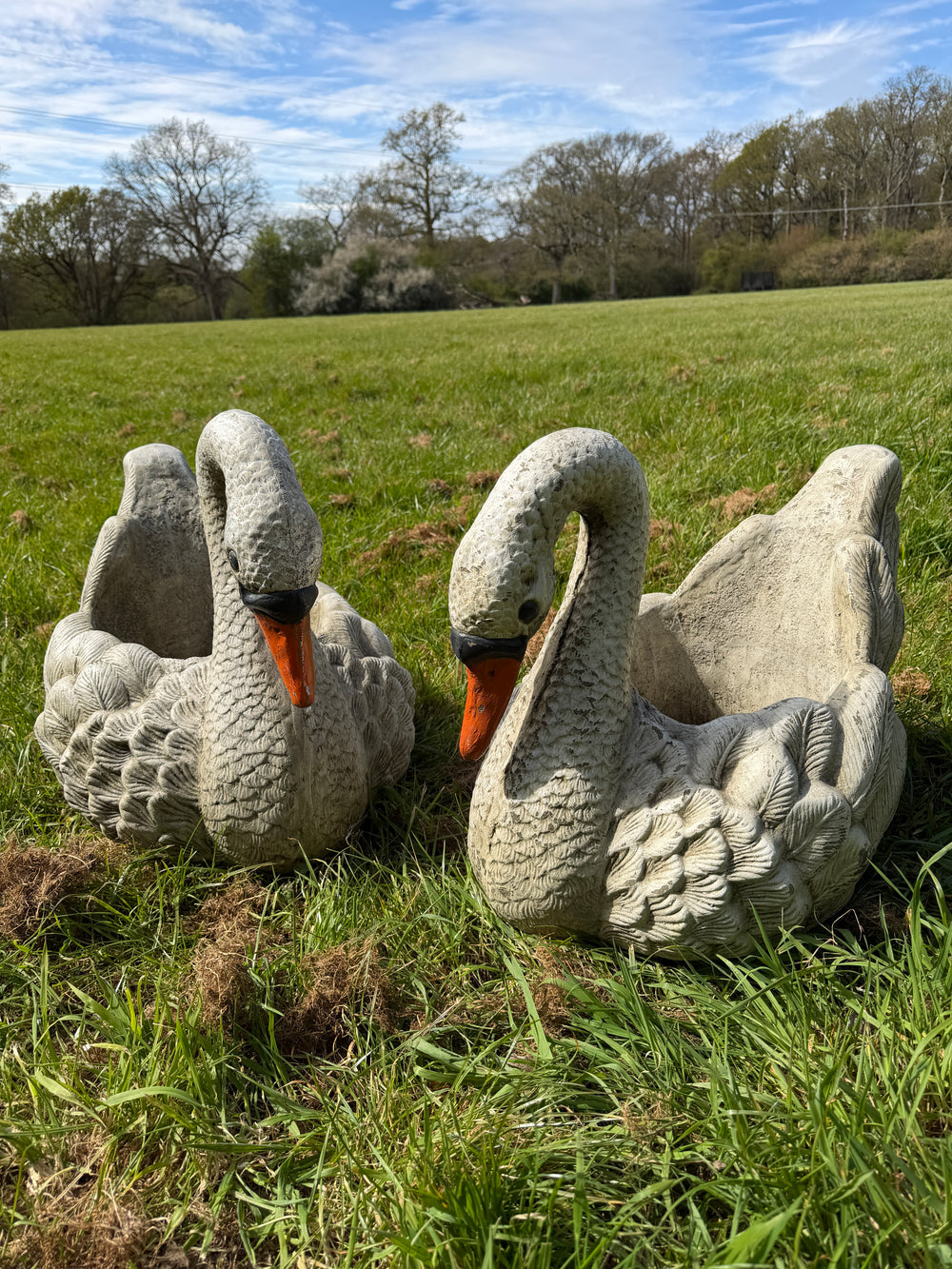 Large Swan Planter Pair
