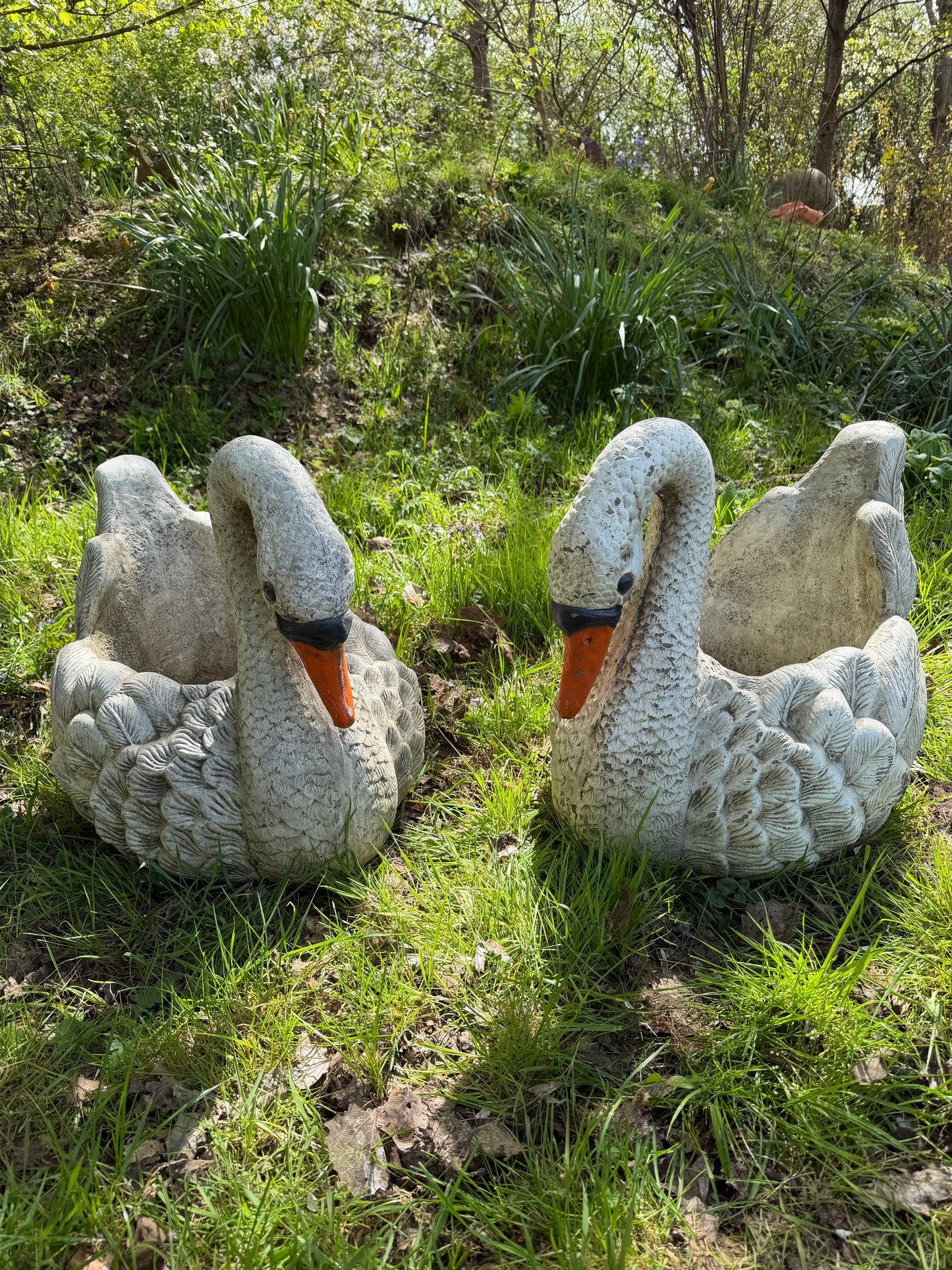 Large Swan Planter Pair