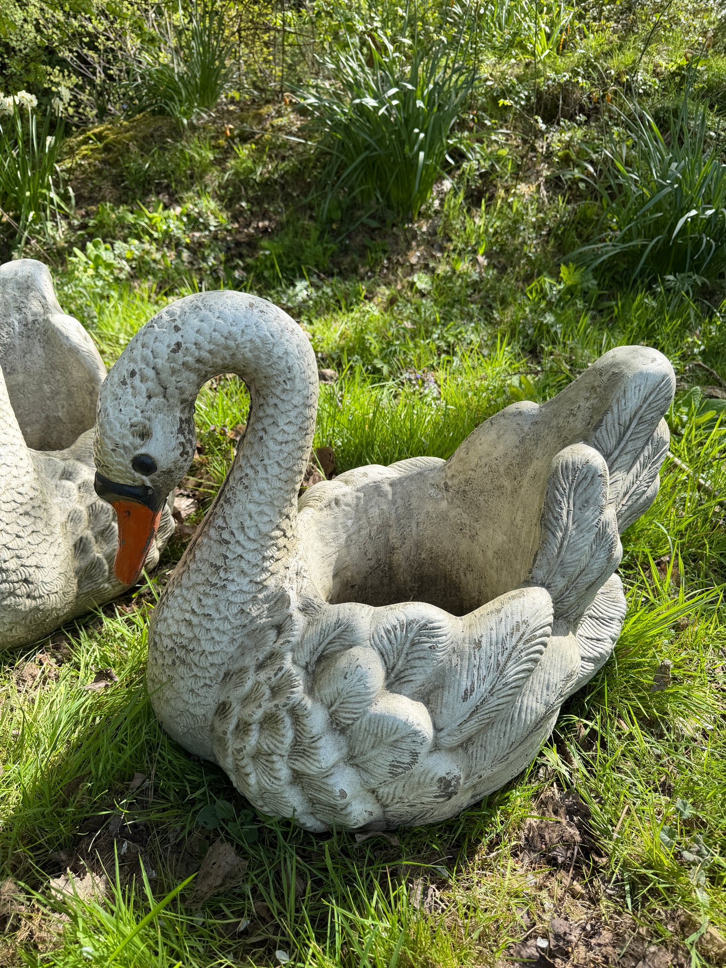 Large Swan Planter Pair