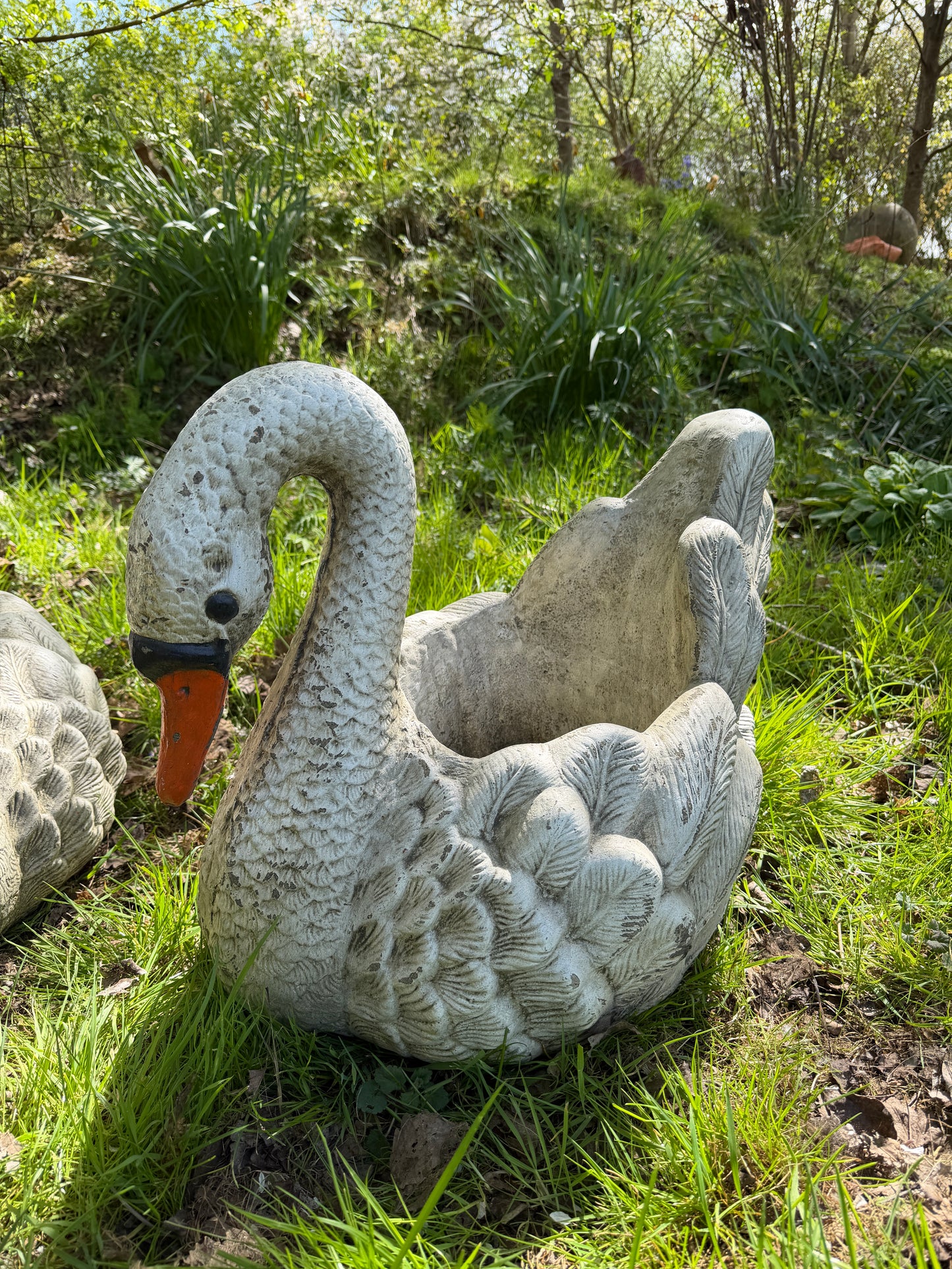 Large Swan Planter Pair