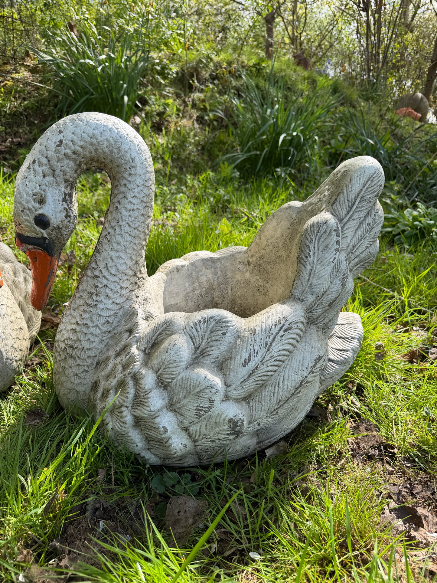 Large Swan Planter Pair