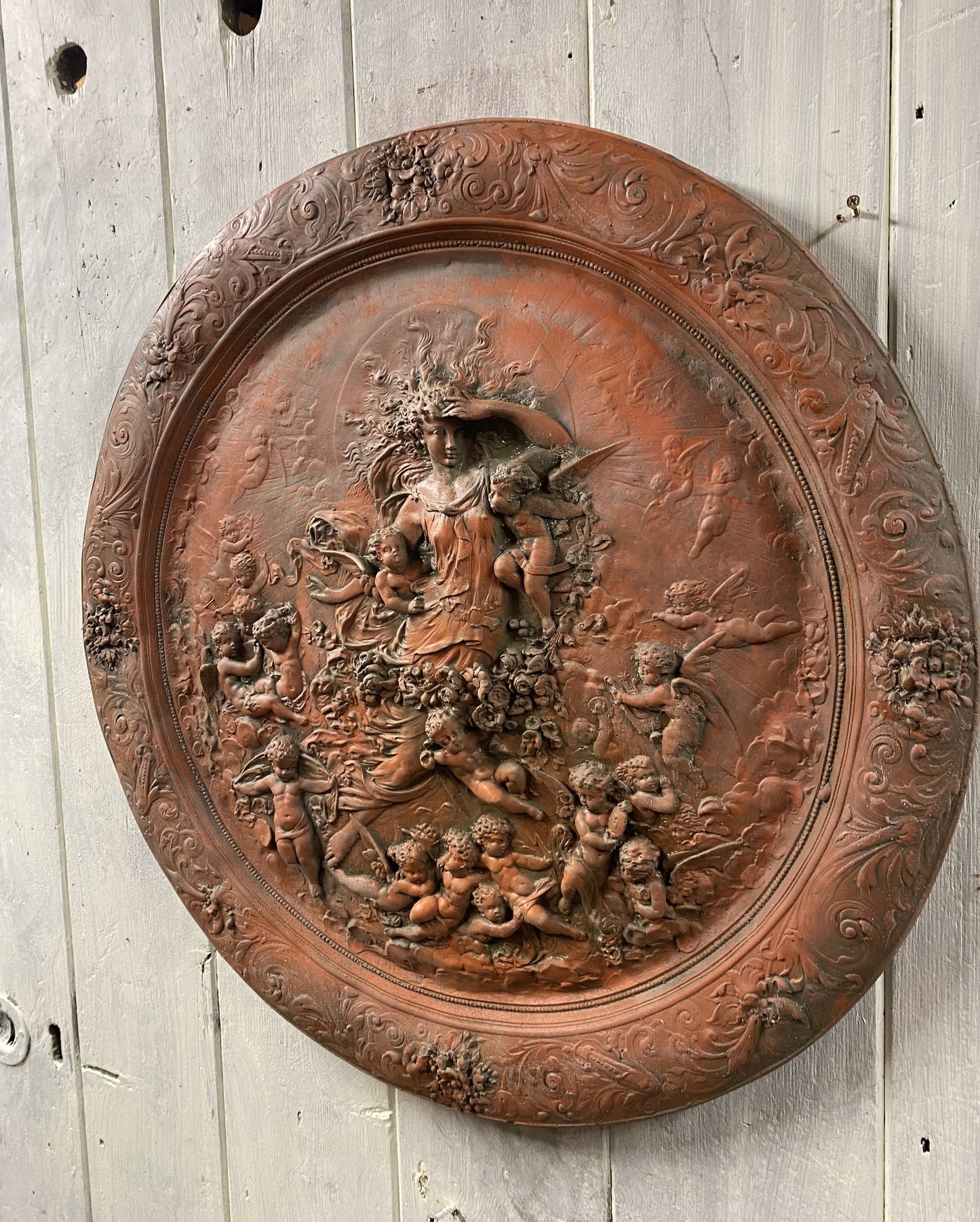 Angel Flora Round Plaque