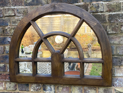 Wood Arched Window Mirror