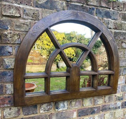 Wood Arched Window Mirror