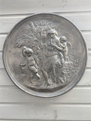 Nymph and Faun Greek Round Wall Plaque