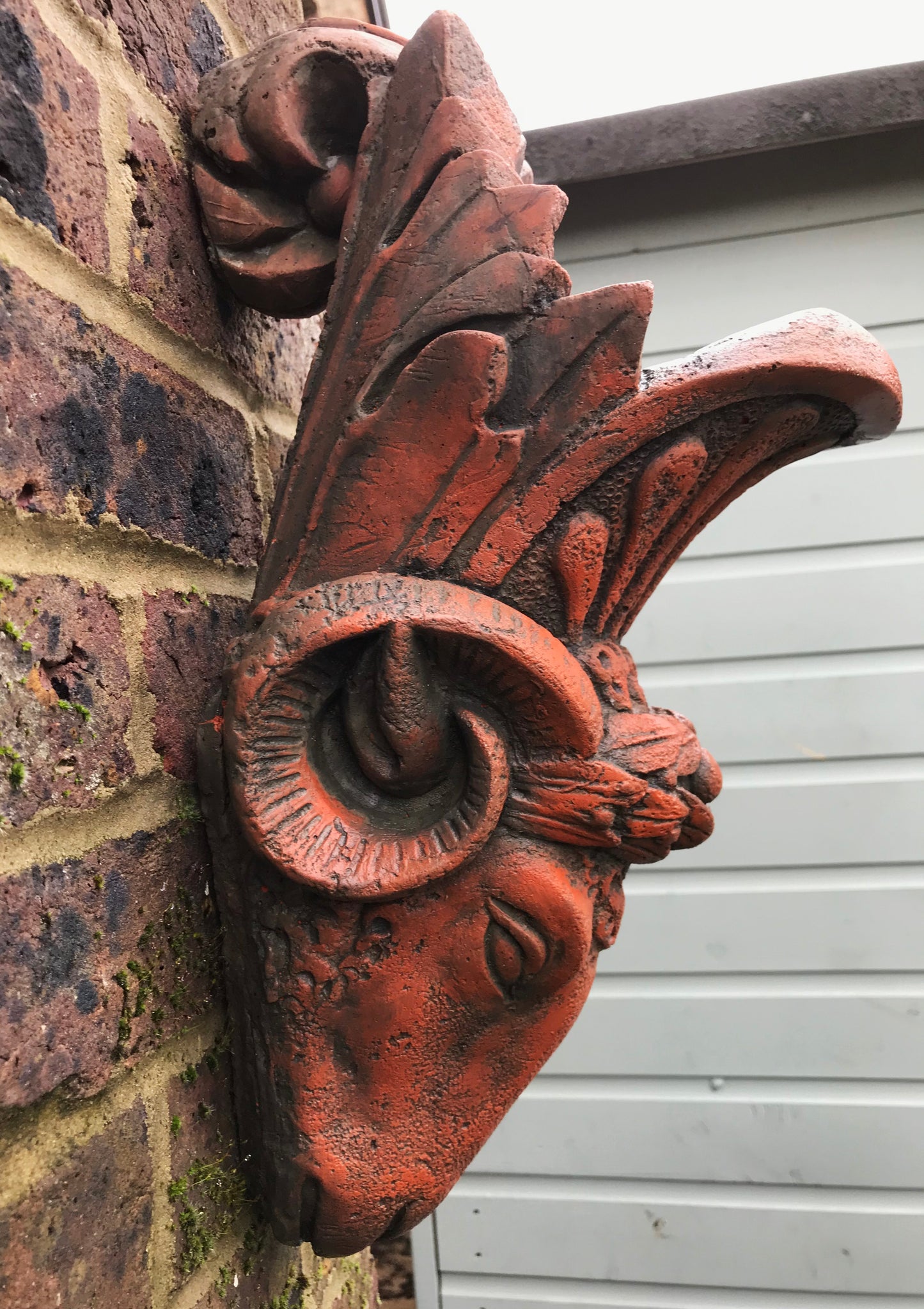 Rams Head Gothic Style Wall Sculpture Planter