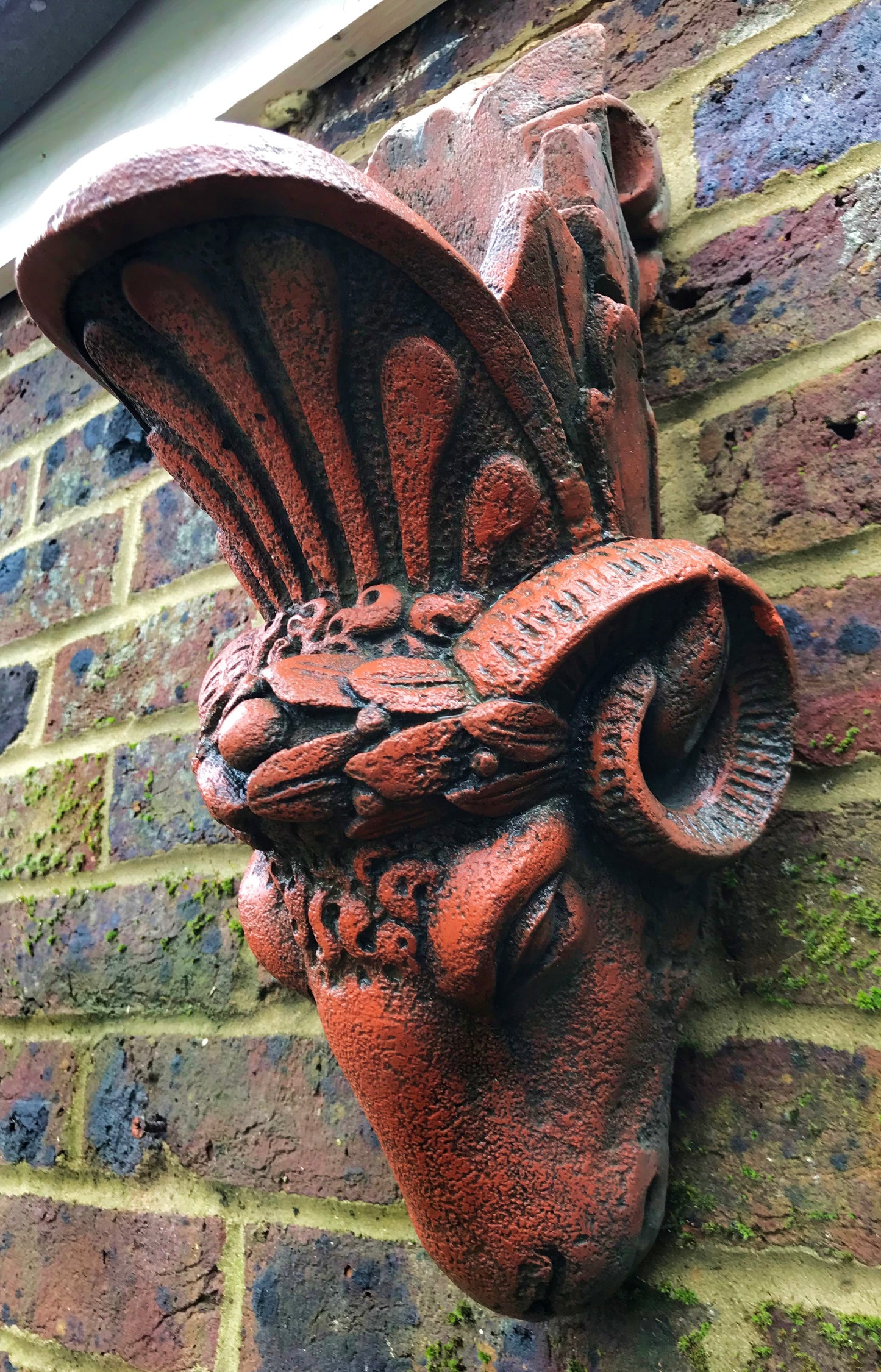 Rams Head Gothic Style Wall Sculpture Planter