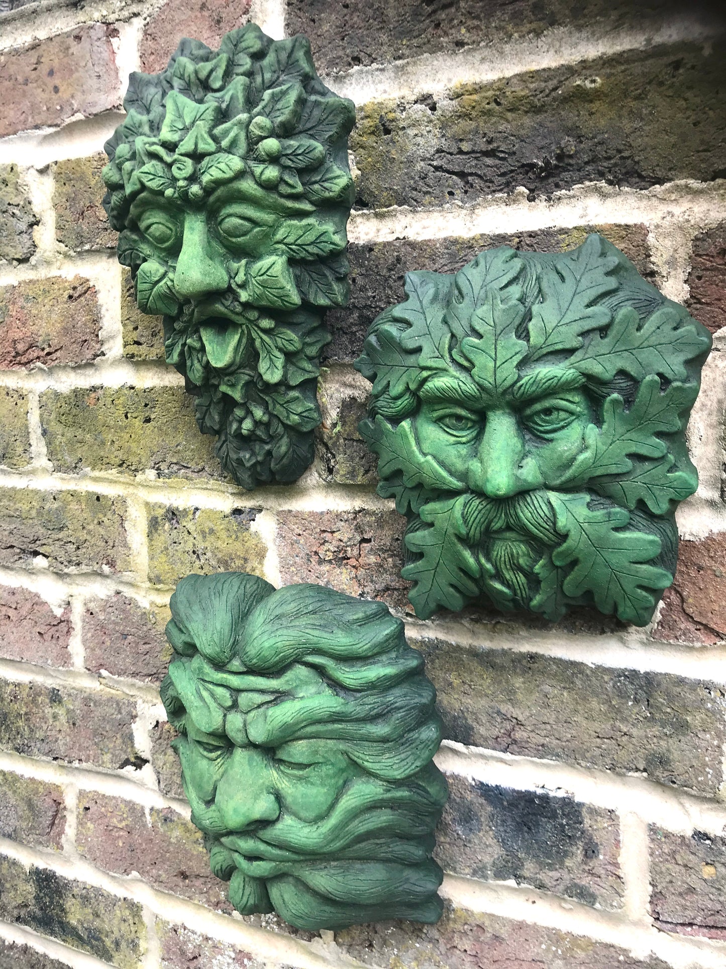 Gaelic Set of 3 Green Man Plaques