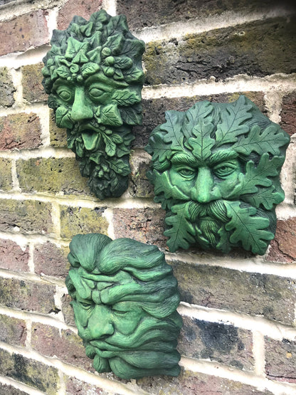Gaelic Set of 3 Green Man Plaques