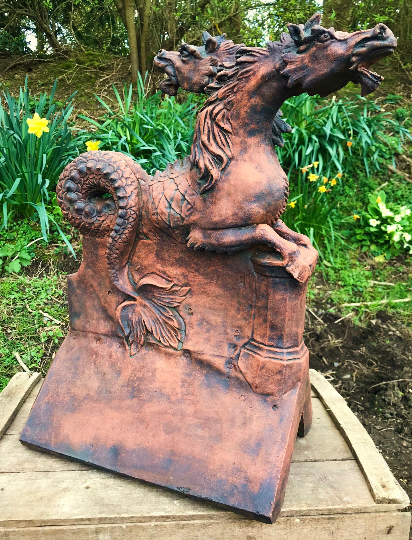 Two Headed Horse Angled Roof Finial