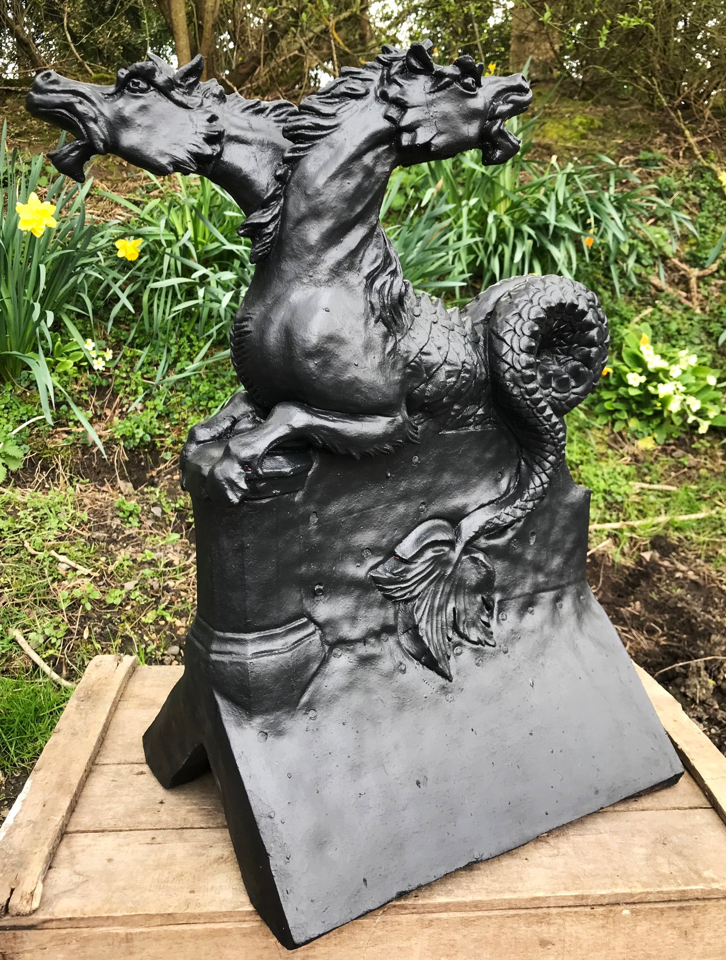 Two Headed Horse Angled Roof Finial