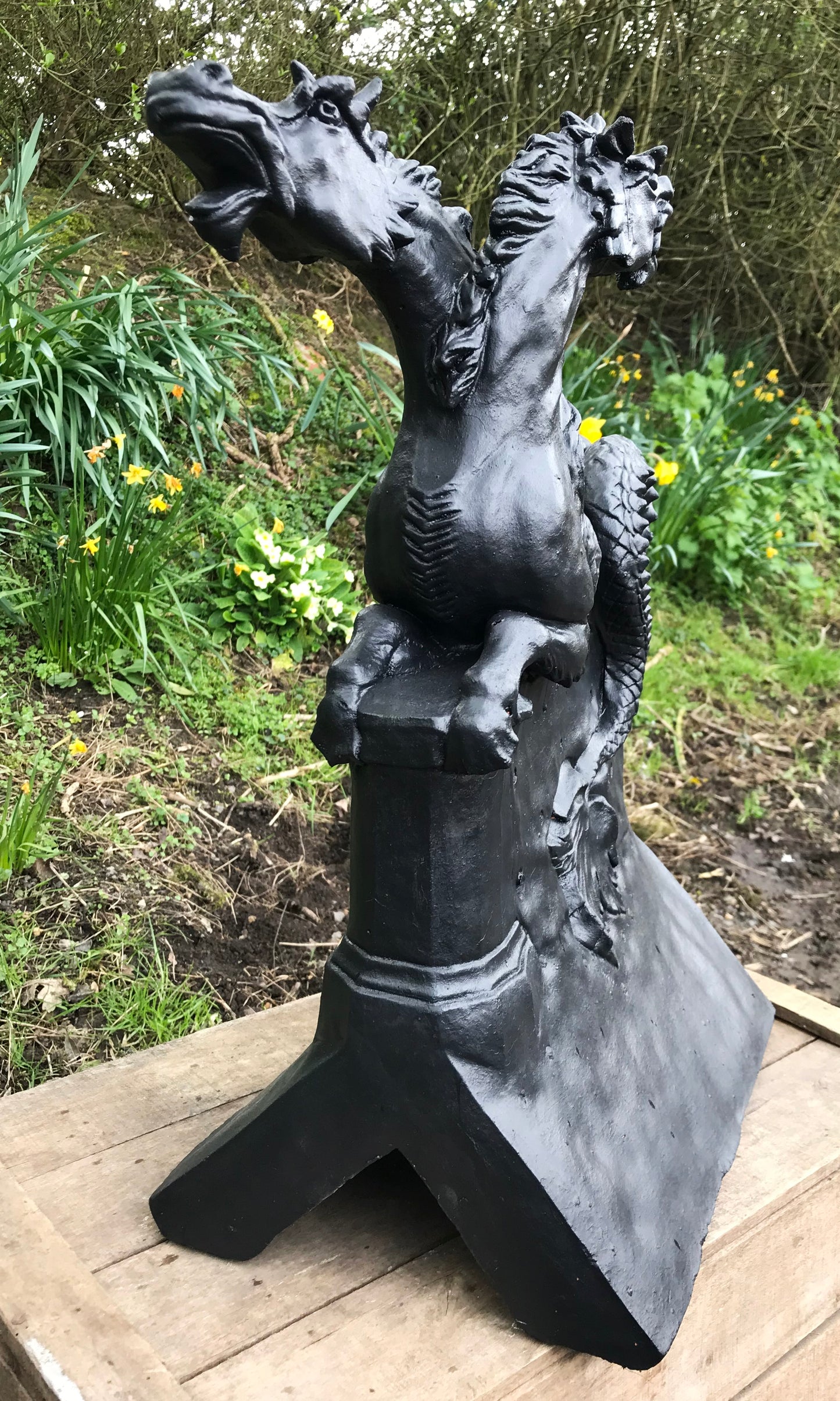 Two Headed Horse Angled Roof Finial