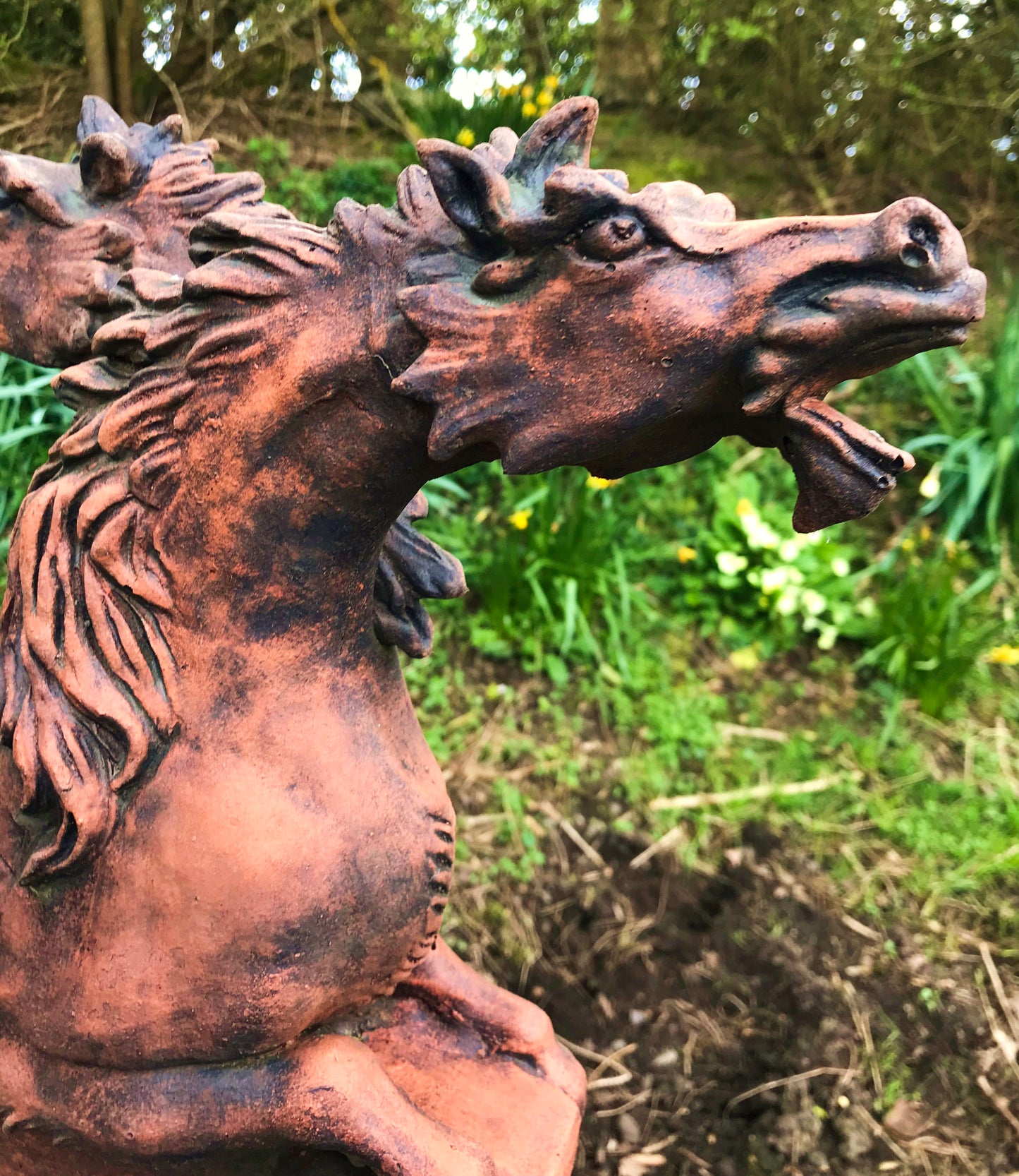 Two Headed Horse Angled Roof Finial