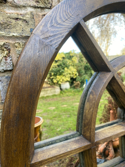 Wood Arched Window Mirror